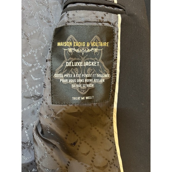 Maison Zadig And Voltaire Navy Blue Blazer With Viva Skull Size 38 US 8, 10 - Picture 8 of 11